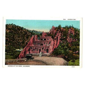 Vintage Postcard The Hidden Inn Garden Of The Gods Colorado C.T. American Art